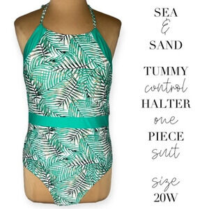 Sea & Sand 20W tummy control one piece swimming suit botanical palm print